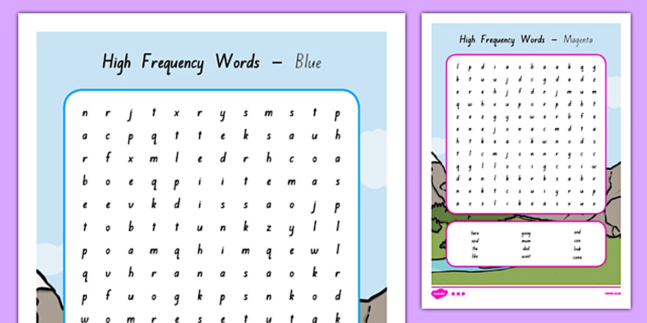 Black and White New Zealand High Frequency Words Search