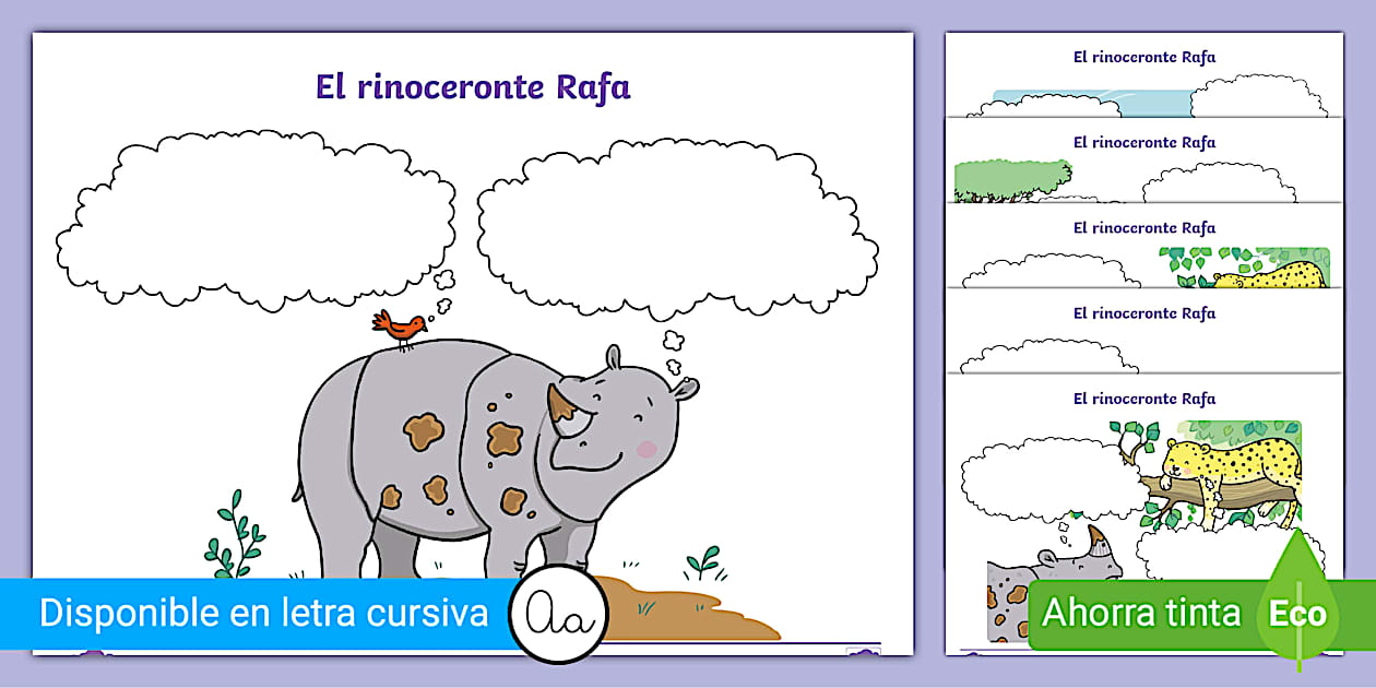 Hoja de actividad: Los personajes del rinoceronte Rafa- Guía de trabajo