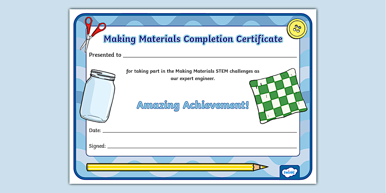 STEM IU Foundation Making Materials Completion Certificate
