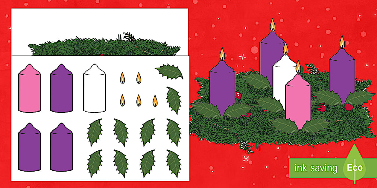 2D Advent Wreath A4 Display Poster (teacher made) Twinkl