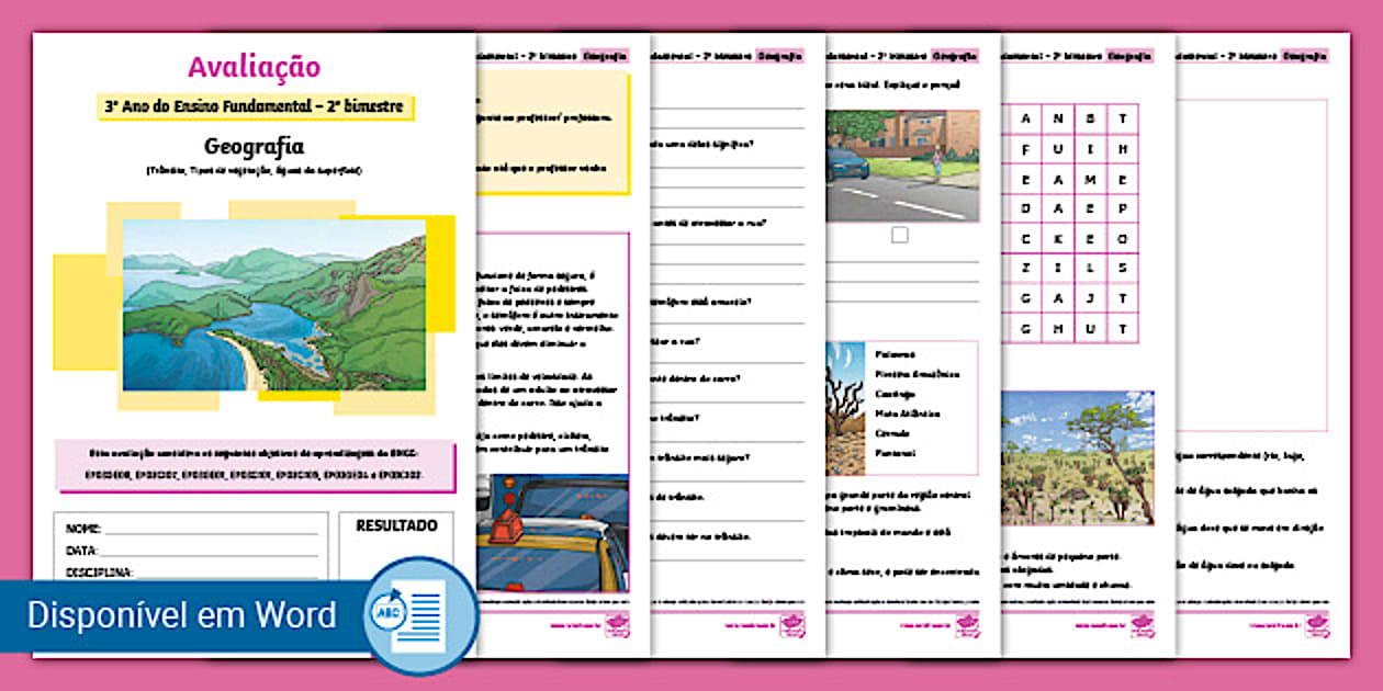 Avaliação de geografia 3º ano EF - 2º bimestre - Twinkl