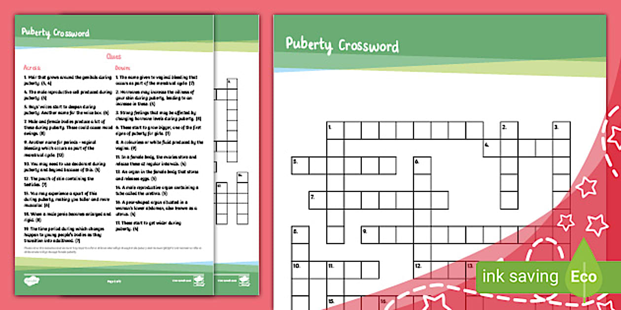 Puberty Crossword (Hecho por educadores) Twinkl