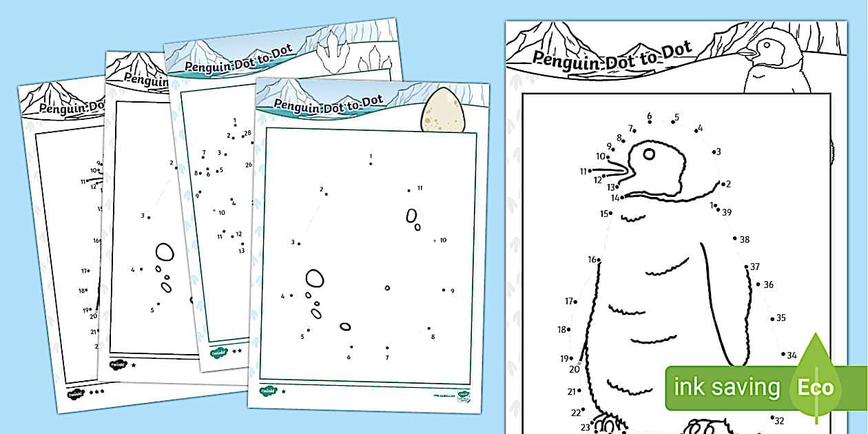 ???? Penguin Dot to Dot Worksheets (teacher made) Twinkl