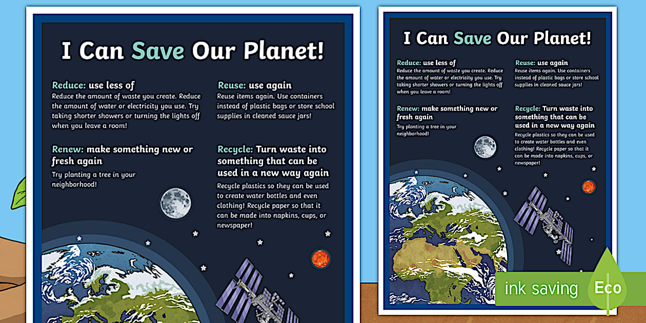 I Can Save Our Planet Poster | Kindergarten Resource