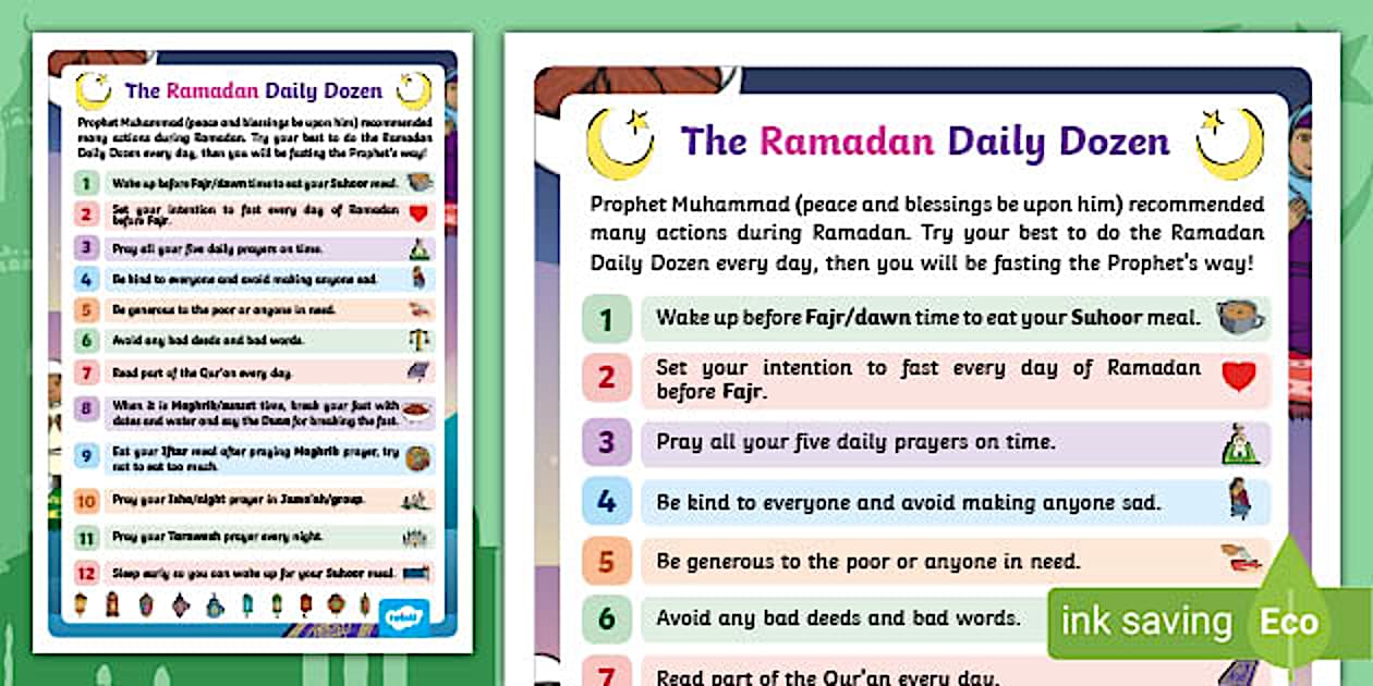 The Ramadan Daily Dozen Display Poster - Ramadan Resources