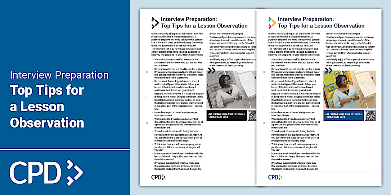 Interview Preparation: Top Tips for a Lesson Observation CPD