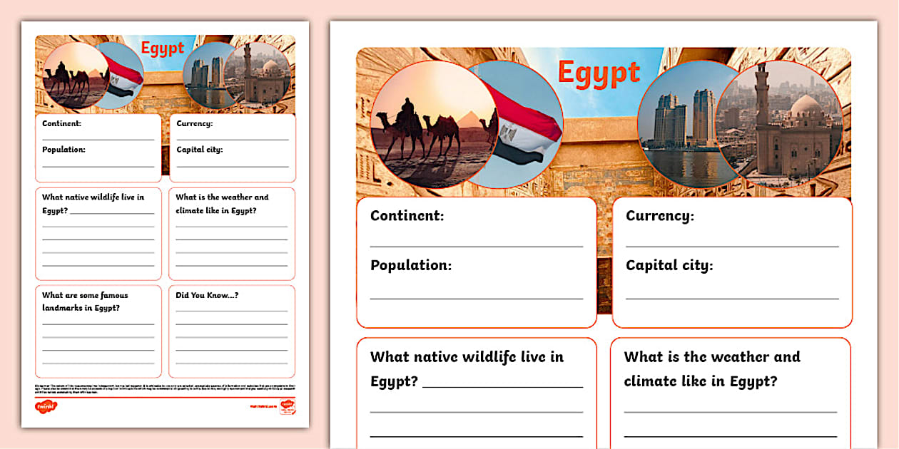 Egypt Fact File Template (teacher made) - Twinkl
