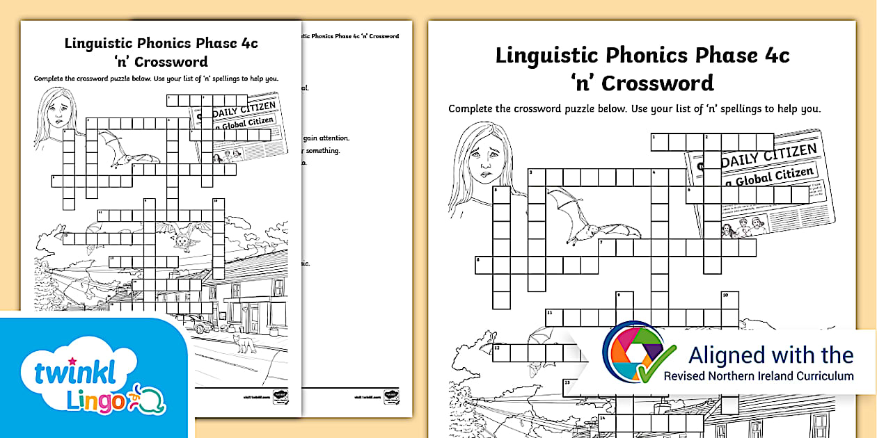 Linguistic Phonics Phase 4c #39 n #39 Crossword