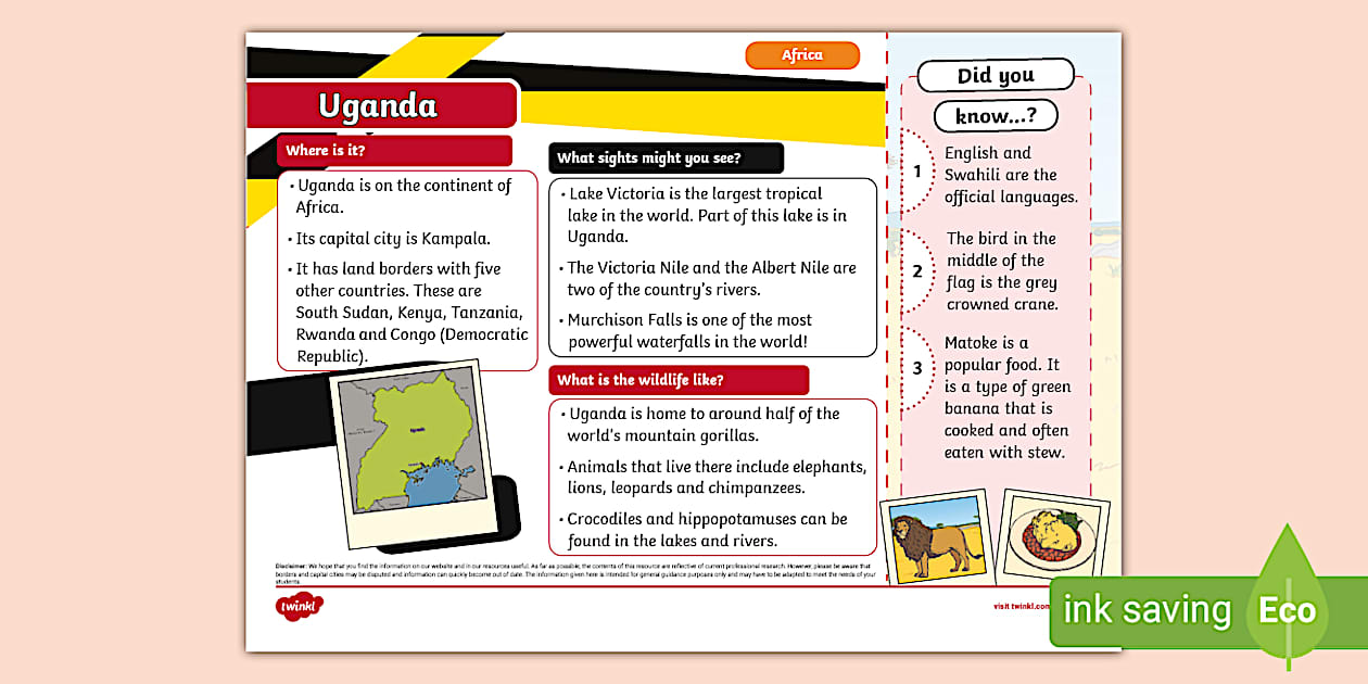KS1 Uganda Fact File professor Feito Twinkl