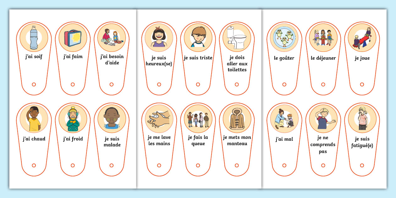Eventail de communication non verbale sur la routine quotidienne
