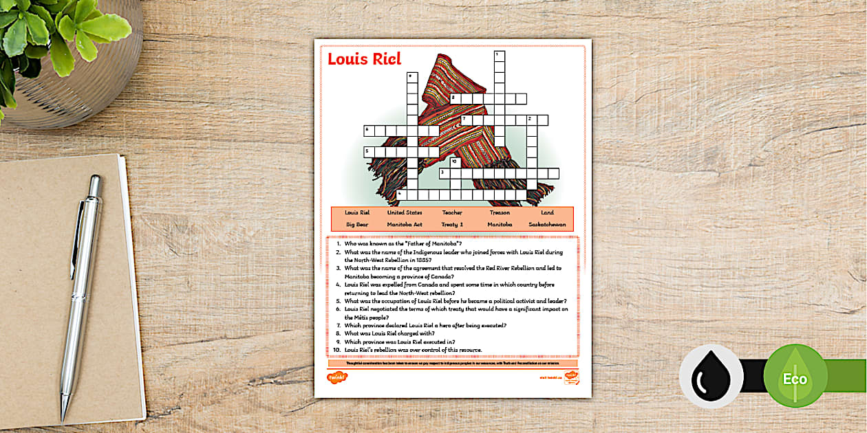 Louis Riel Crossword Research Puzzle