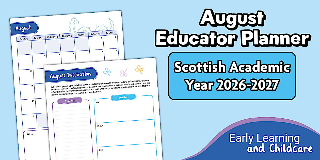 Month August Notes August Educator Monthly Planner