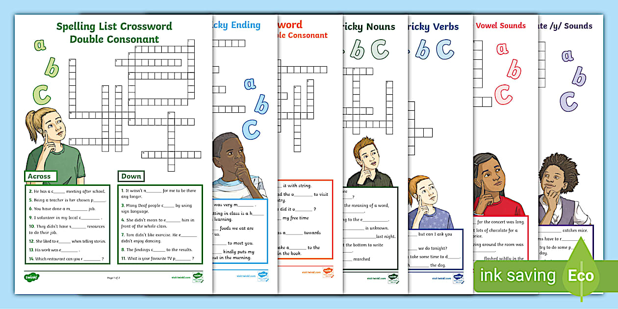 Editable Year 5 6 Spelling List Crossword Pack Twinkl
