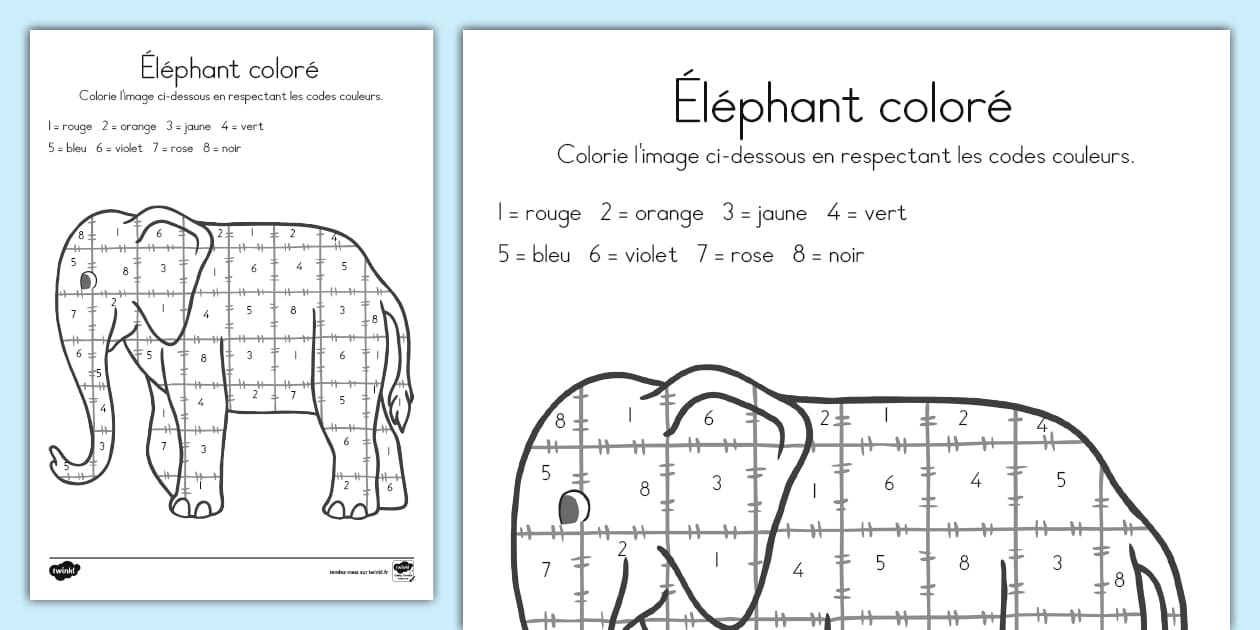 Coloriage magique - Elmer l'éléphant coloré - Twinkl