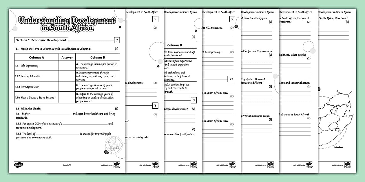 Development Issues Grade 9 Worksheet