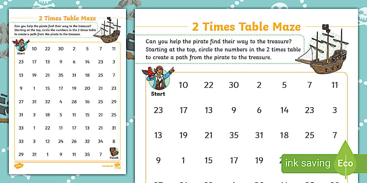 👉 2 Times Table Pirate Maze Worksheet Twinkl 👉 2 Times Table Pirate Maze Worksheet Twinkl