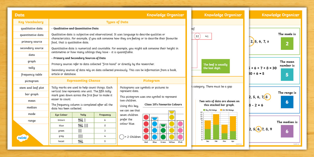 Grade 4 Data Literacy Math Knowledge Organizer - Twinkl