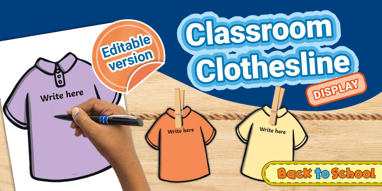 Classroom Clothesline Editable Display Twinkl