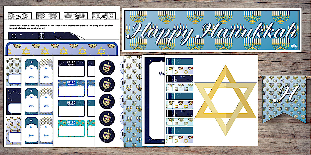 Printable Hanukkah Decorations Twinkl Party (Teacher Made)