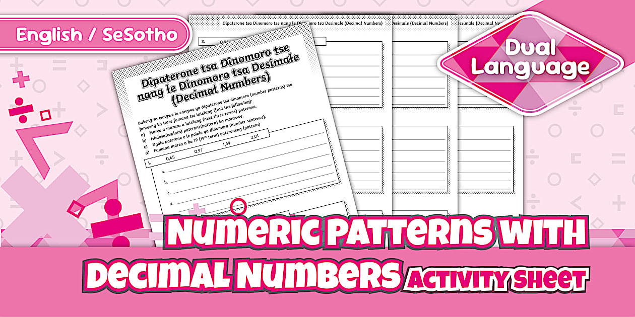 Numeric Patterns with Decimal Numbers Activity Sheet