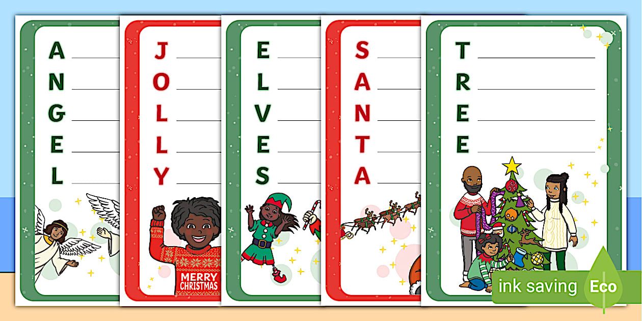 Christmas Poem Template Primary Acrostic Resource Twinkl