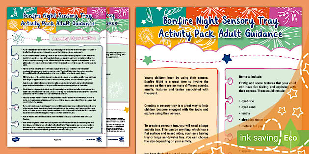 Bonfire Night Sensory Tray Activity Pack