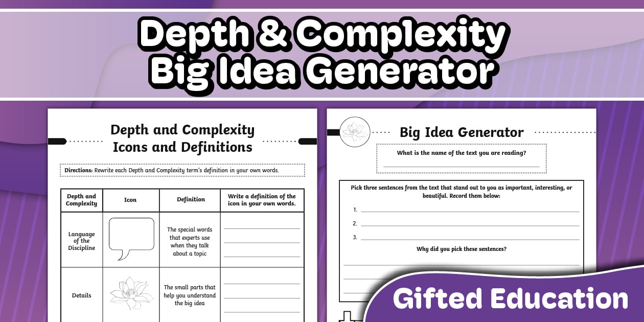 Depth and Complexity Big Idea Generator for Gifted Education