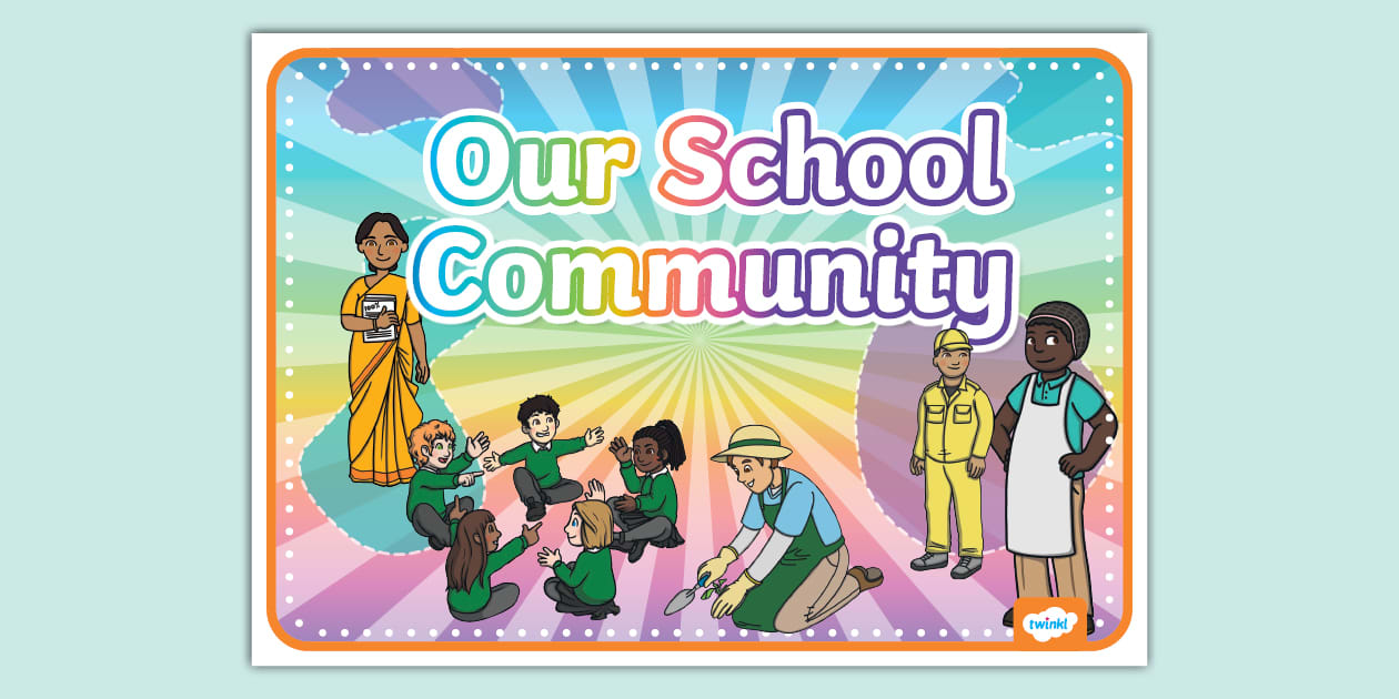 Our School Community Display Poster (teacher made) Twinkl