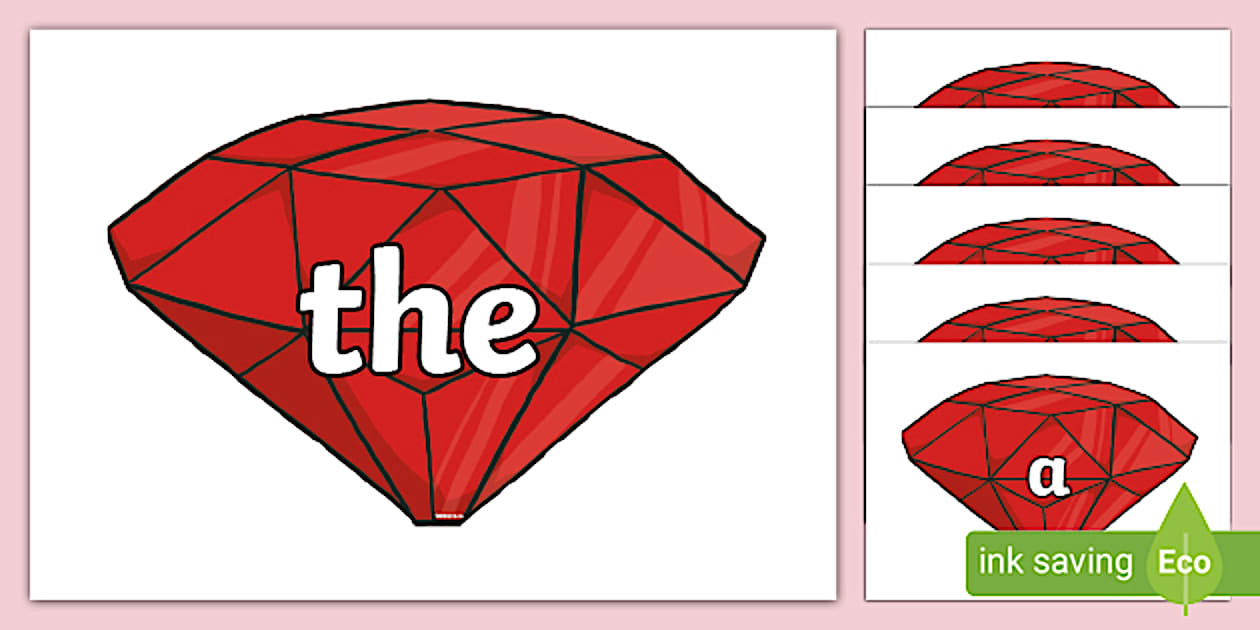 Exception Cursive Cursive Year 1 Common Exception Words on Rubies Cut-Outs