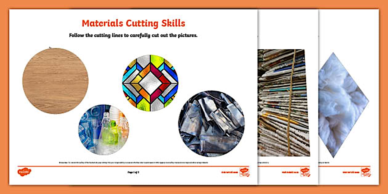* NEW * Materials Cutting Skills Activity Sheets - Twinkl