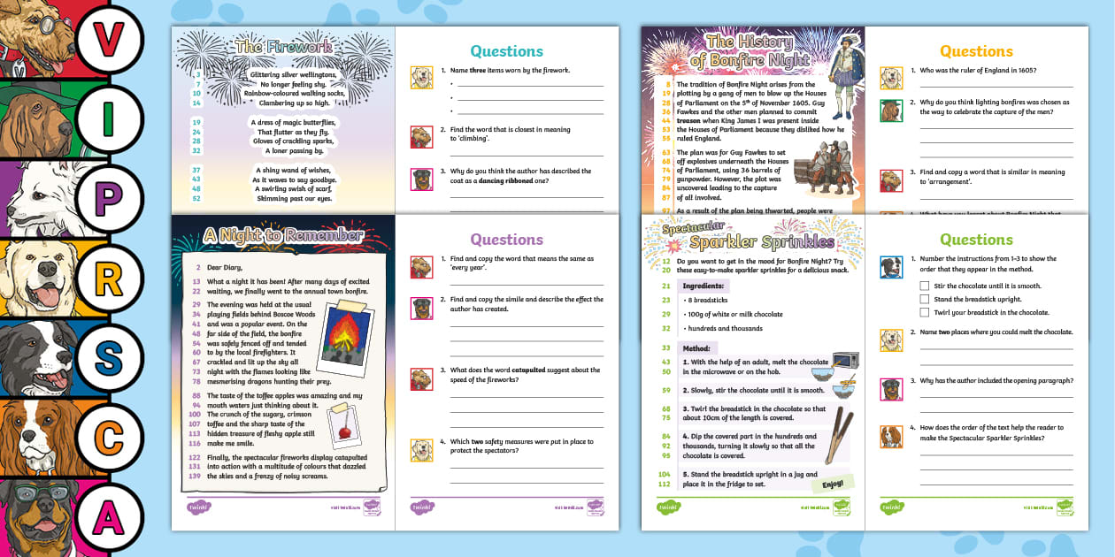 LKS2 Bonfire Night 60-Second Reads Activity Pack - Twinkl