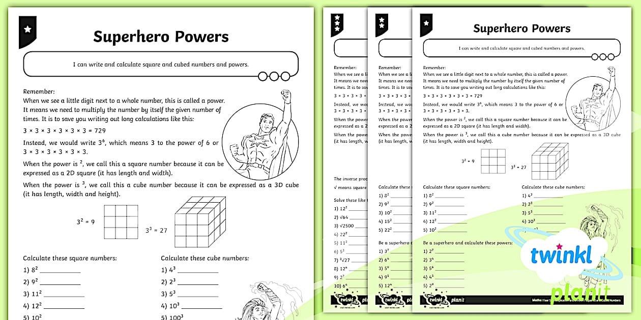 Planit maths y5 multiplication and division squared and cubed numbers
