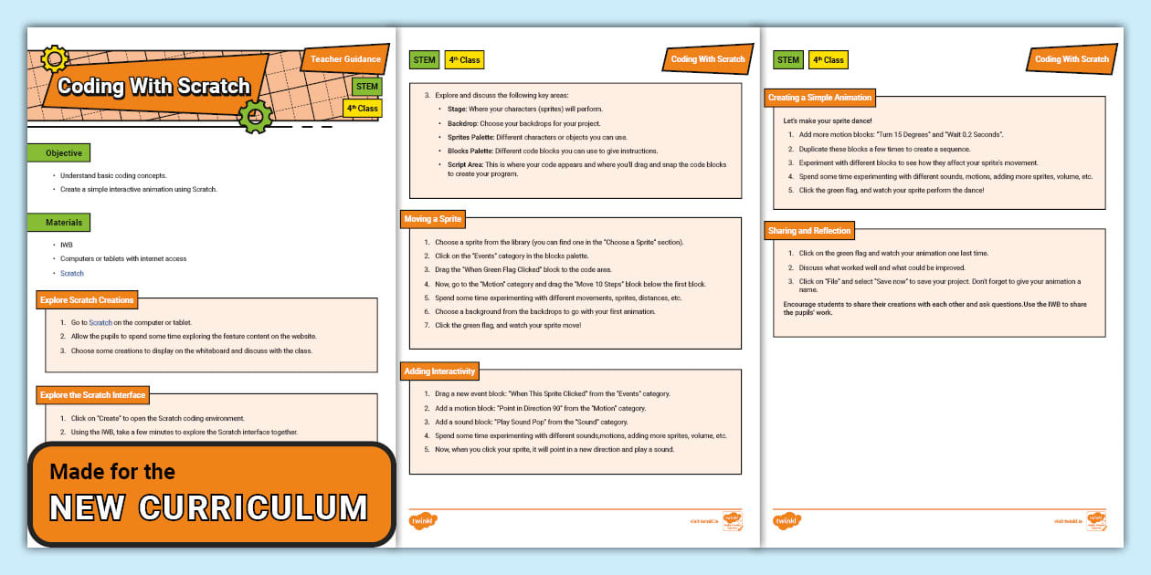 Coding with Scratch Teacher Guidance (teacher made) - Twinkl