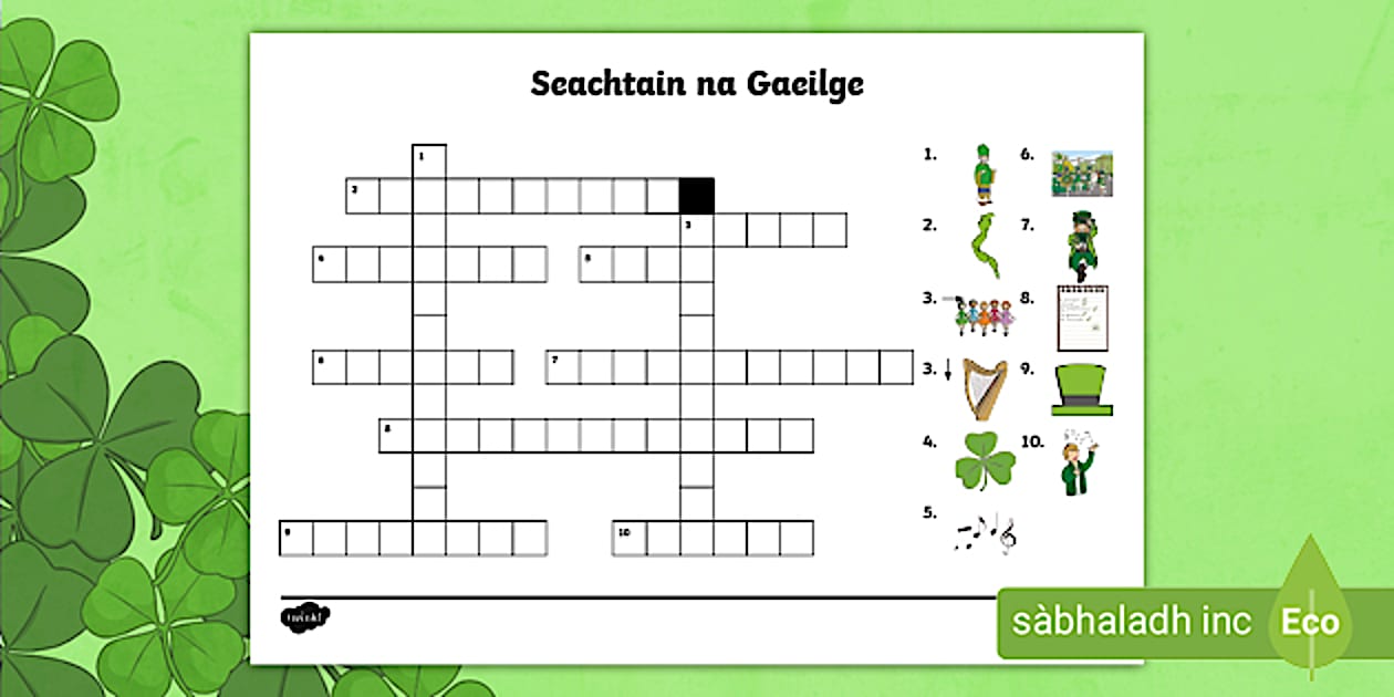 Crossword in Irish | Acmhainní Gaeilge | Twinkl | - Twinkl