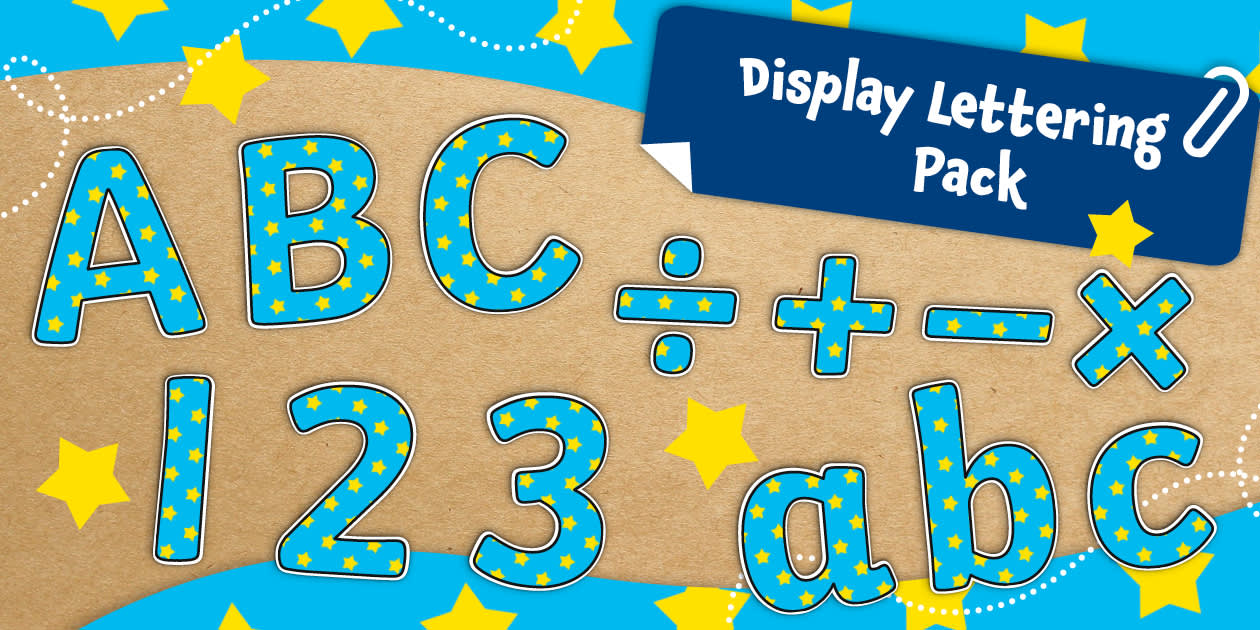 👉 Display Lettering & Symbols (Blue And Yellow Stars)