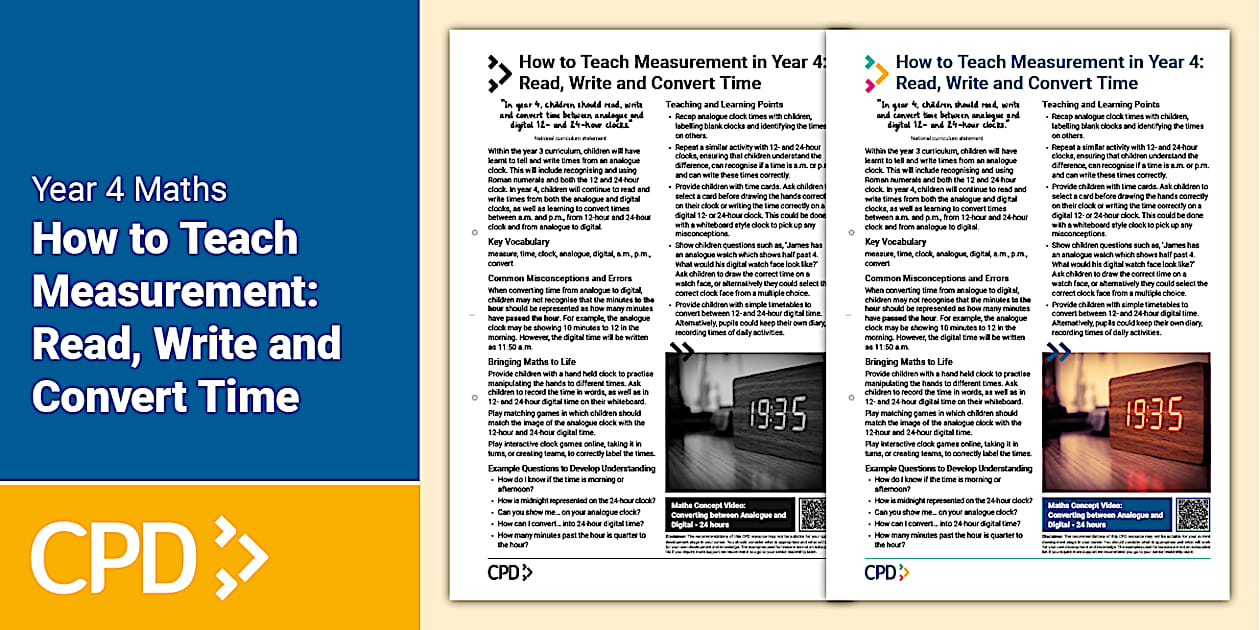 How to Teach Measurement in Year 4: Read, Write and Convert Time