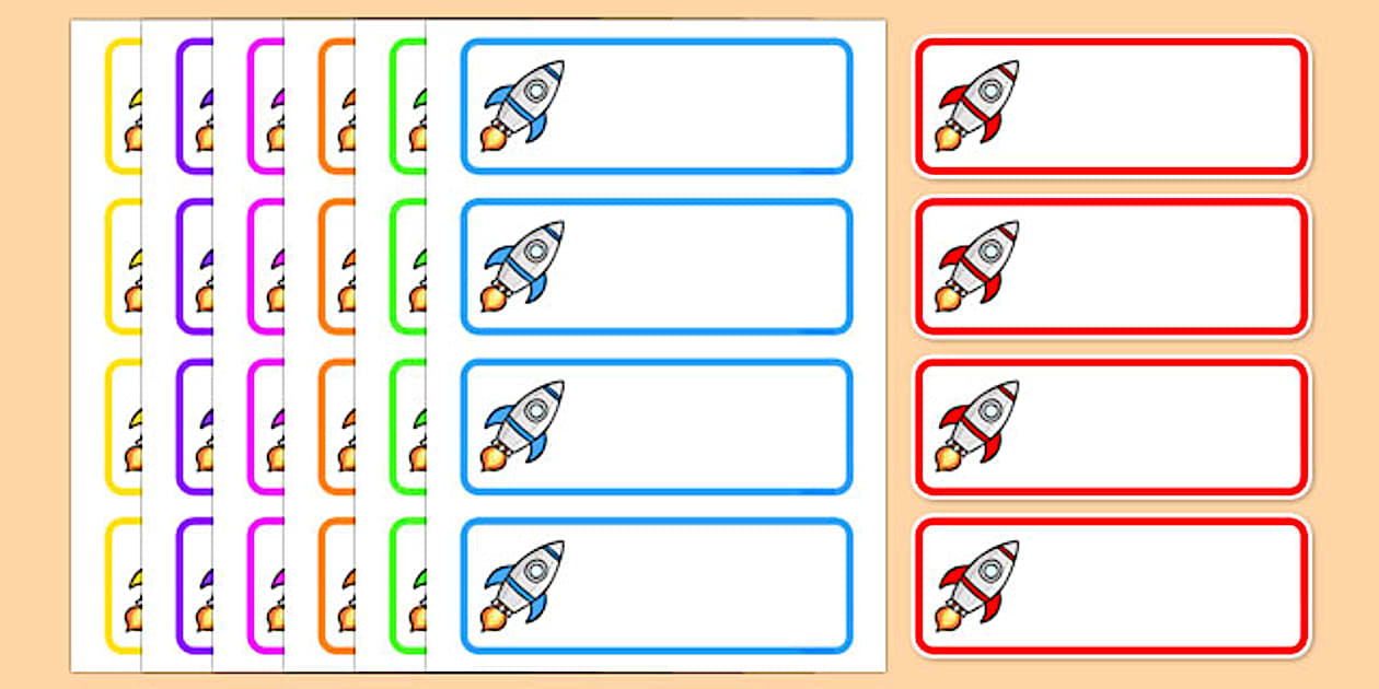 Number Rockets Label Editable Drawer - Peg - Name Labels (Rockets) (Teacher-Made)