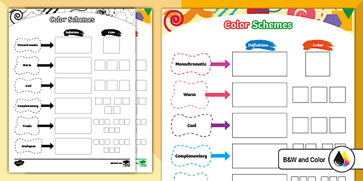 Printable Color Scheme Worksheet for Kids Twinkl USA