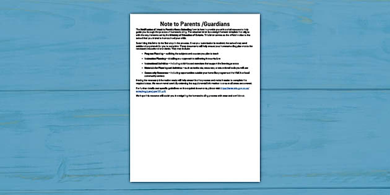 Letter of Intent to Homeschool Ontario Template | Twinkl