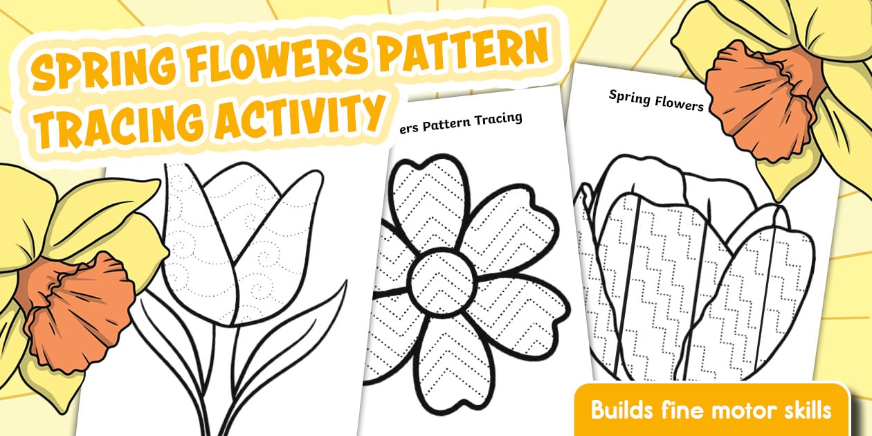 Spring Flowers Pattern Tracing Activity