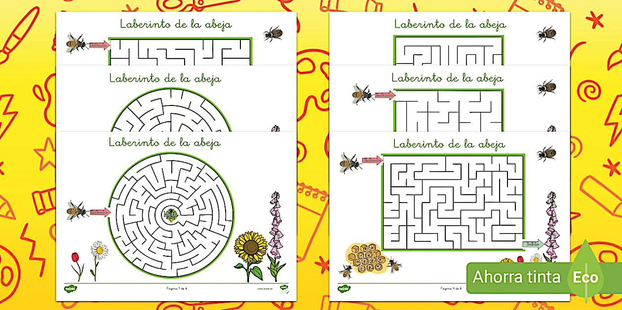 Labberintos Fichas de actividad: Laberintos de la abeja