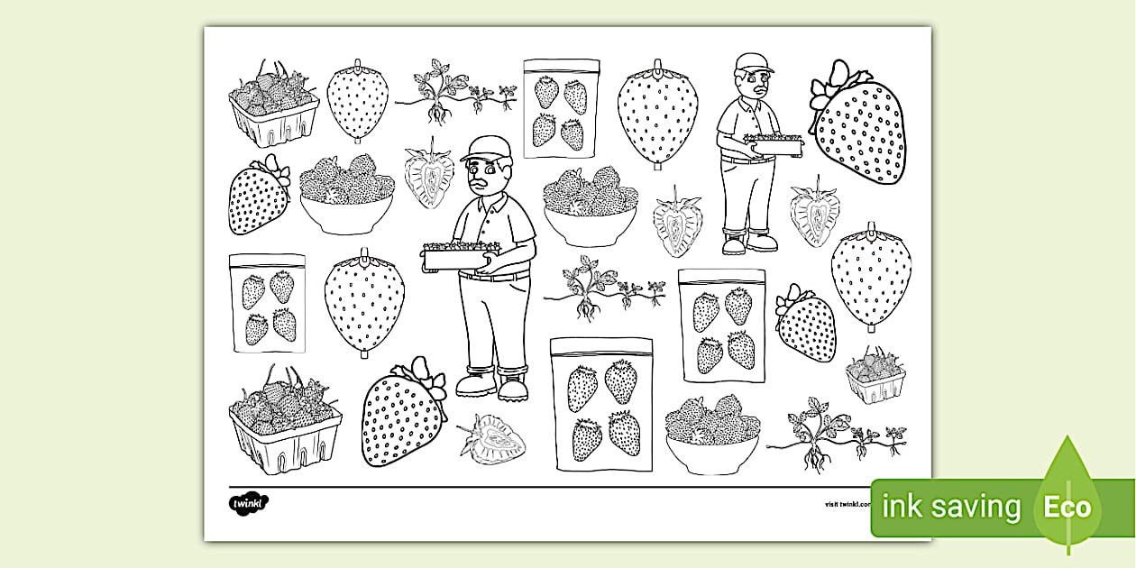 Strawberry Colouring Page (teacher made) - Twinkl