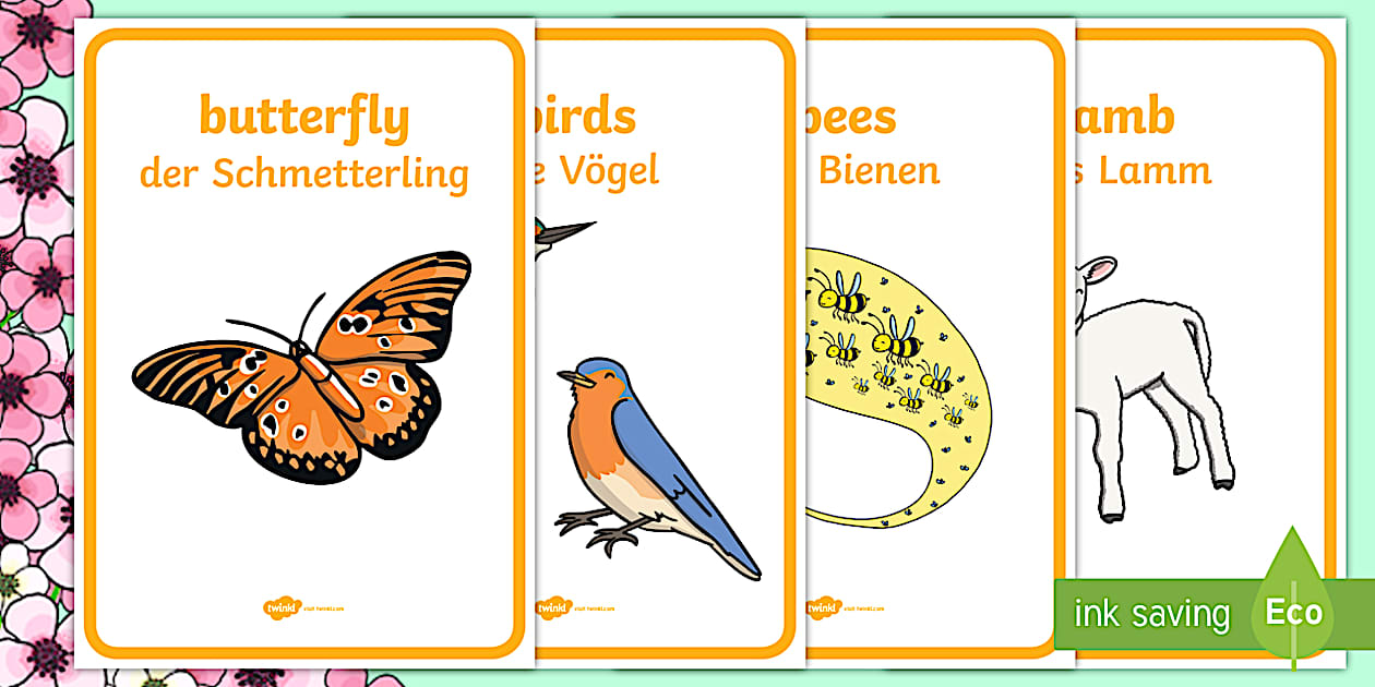 Springtime Animals Posters English/German - Twinkl