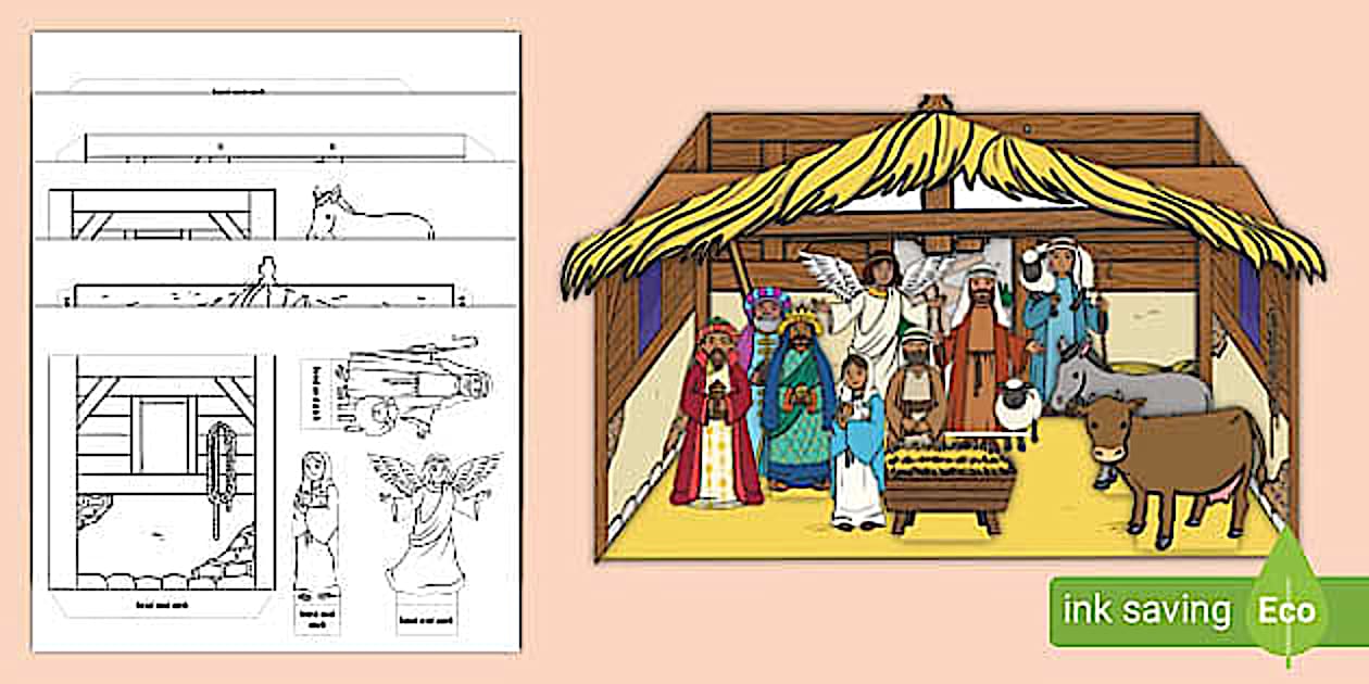 Manualidad Nacimiento de Jesús para colorear y recortar