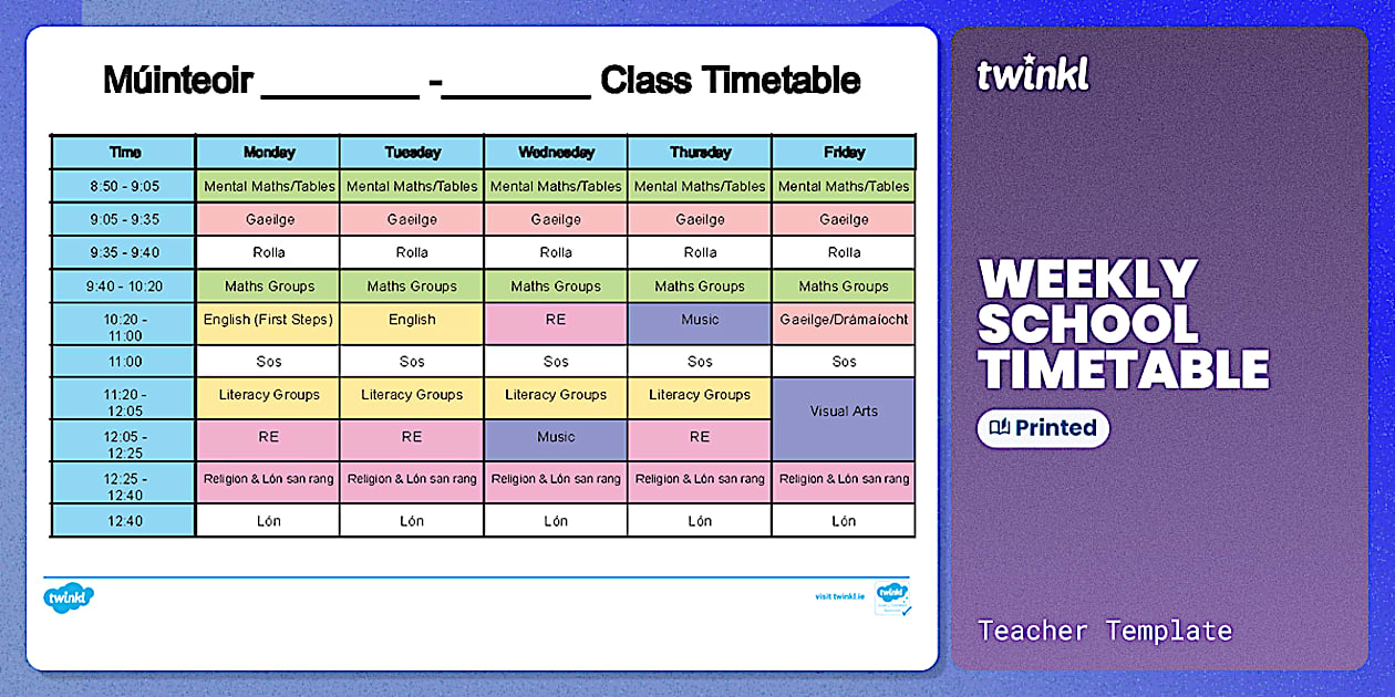 Editable Timetable | First Class Timetable - Primary School