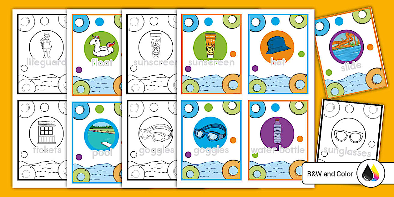 Water Park Dramatic Play Tracing Word Cards (Teacher-Made)