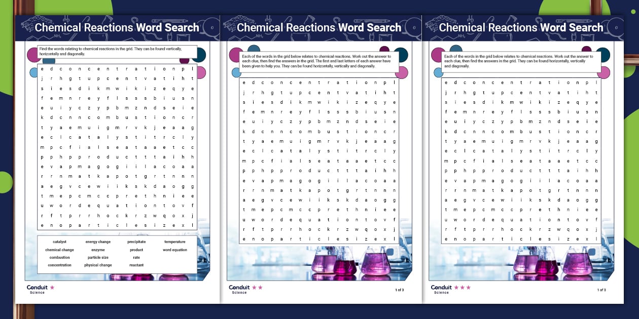 Chemical Reactions: Word Search Activity Sheet Twinkl Chemical Reactions: Word Search Activity Sheet Twinkl