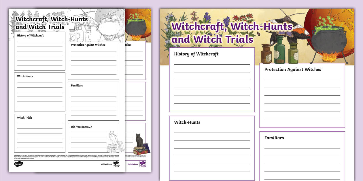 Witchcraft, WitchHunts and Witch Trials Fact File Template