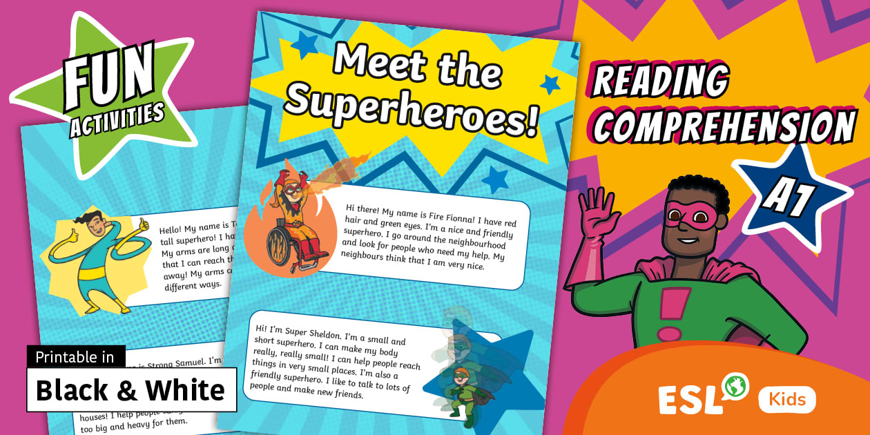 ESL Superheroes Reading Comprehension {Kids}