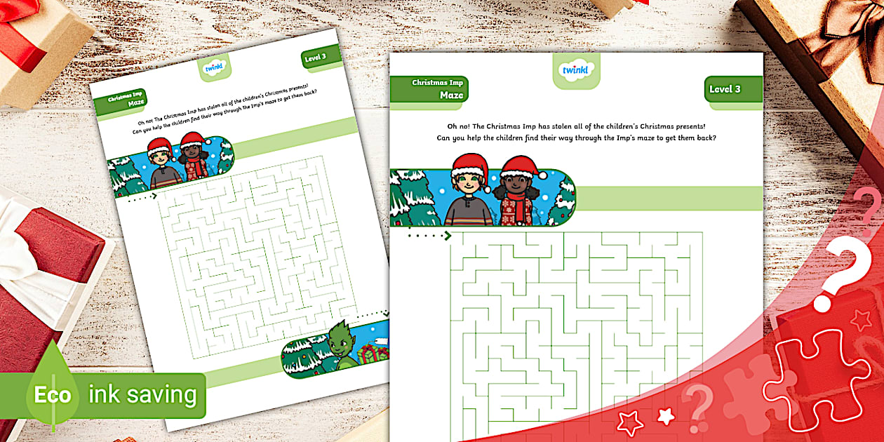 Christmas Imp Maze Puzzle – L3 - Twinkl Puzzled - Twinkl